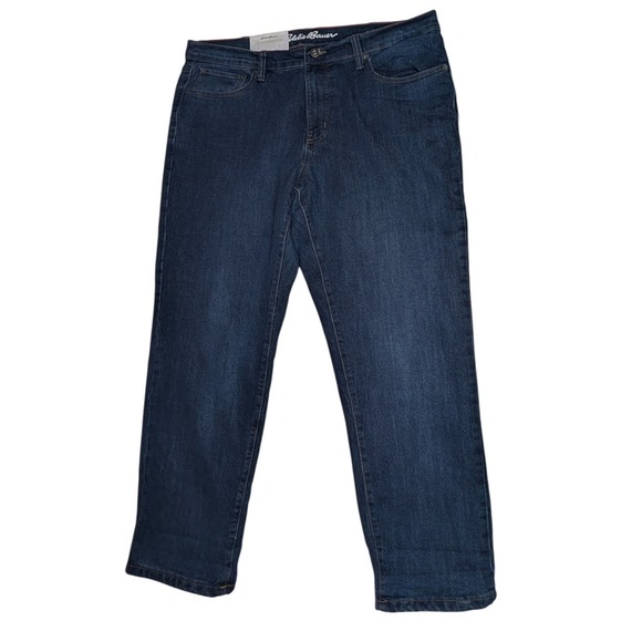 NWT Eddie Bauer Flannel Lined Denim Jeans Straight Fit 38x30 Warm Comfortable - Picture 1 of 7